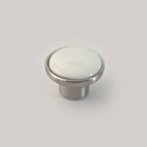 Buton mobilier CS8904 Inox-Ceramica Alb