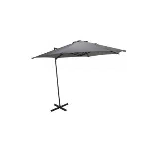 Umbrelă Terasă H:225cm, D:270cm, Gri - Protecție Solară UPF 30+, Design Elegant